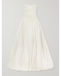 Danielle Frankel - Henrietta Strapless Bustier Crinkled Silk-Organza Gown - Lyst