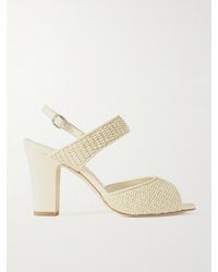Manolo Blahnik - Sandales En Raphia À Finitions En Cuir Khiko 90 - Lyst