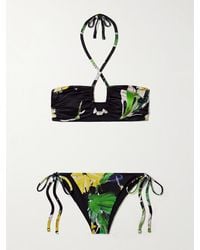 SARA CRISTINA - Bahia Pearl-Embellished Printed Stretch-Econyl Halterneck Bikini - Lyst
