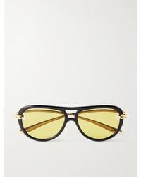 Bottega Veneta - New Knot Pilotensonnenbrille Aus Azetat Mit Goldfarbenen Details - Lyst