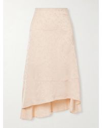 Victoria Beckham - Asymmetric Floral--Jacquard Satin Midi Skirt - Lyst