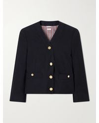 Thom Browne - Cropped Virgin Wool-Hopsack Jacket - Lyst