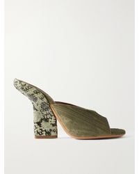 Dries Van Noten - Snake-Effect Leather-Trimmed Velvet-Moire Sandals - Lyst