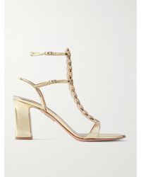 Aquazzura - Destiny Gladiator 85 Sandalen Aus Leder Mit Flechtdetail - Lyst