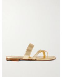 Manolo Blahnik - Susa Metallic Leather Sandals - Lyst