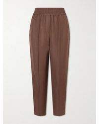 Brunello Cucinelli - Cropped Woven Tapered Pants - Lyst