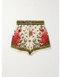 FARM Rio - Wonder Rio Embellished Crochet-Trimmed Printed Linen-Blend Shorts - Lyst