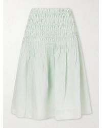 KHAITE - Florence Ruched Tencel Lyocell And Silk-Blend Skirt - Lyst