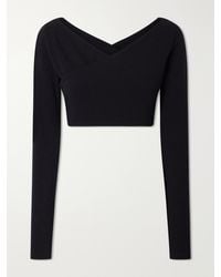 Alaïa - Cotton-Blend Stretch-Crepe Cropped Top - Lyst