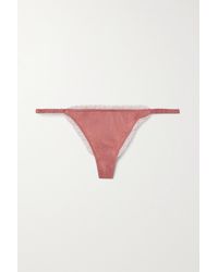 Love Stories + Net Sustain Roomie Recycled Lace-trimmed Stretch-satin Thong - Pink