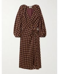 Dries Van Noten - Printed Silk Crepe De Chine Wrap-Effect Midi Dress - Lyst