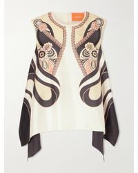 La DoubleJ - San Carlo Asymmetric Printed Silk-Twill Blouse - Lyst