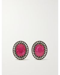 AMRAPALI LONDON - Rajasthan Rhodium-Plated 18-Karat, Ruby And Diamond Earrings - Lyst