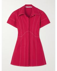 Tolu Coker - Paneled Topstitched Denim Mini Shirt Dress - Lyst
