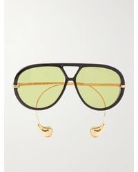 Bottega Veneta - Pilotensonnenbrille Aus Recyceltem Azetat Mit Goldfarbenen Details Und Verzierungen - Lyst