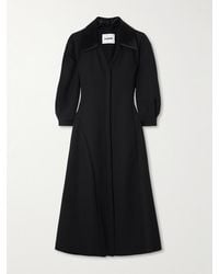 Jil Sander - Asymmetric Satin-Trimmed Wool-Twill Midi Shirt Dress - Lyst