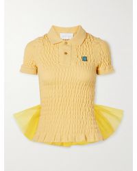 Conner Ives - Tulle-Trimmed Shirred Organic Cotton-Piqué Shirt - Lyst