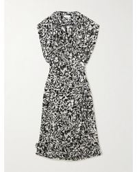Dries Van Noten - Ruffled Printed Crepe De Chine Midi Wrap Dress - Lyst