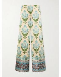 Emporio Sirenuse - Stephan Floral-Print Silk-Satin Trousers - Lyst