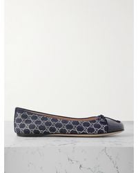 Gucci - New Marmont Crystal-Embellished Leather-Trimmed Denim Ballet Flats - Lyst
