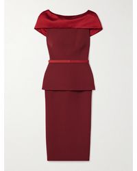Safiyaa - Robe Midi En Crêpe À Finitions En Satin Rella - Lyst