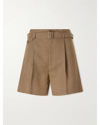 Ralph Lauren - Denise Belted Pleated Linen Shorts - Lyst