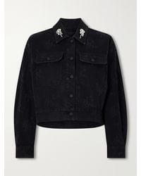 Simone Rocha - Crystal-Embellished Floral-Print Denim Jacket - Lyst