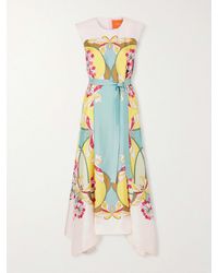 La DoubleJ - San Carlo Belted Printed Silk Maxi Dress - Lyst