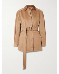 Max Mara - Leva Belted Corduroy-Trimmed Hair Jacket - Lyst