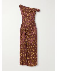 Dries Van Noten - Floral-Jacquard Knot-Detail Satin Midi Dress - Lyst