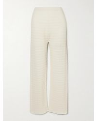 Lauren Manoogian - Smocked Textured Pima Cotton-Blend Flared Pants - Lyst