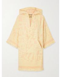 Zimmermann - Solstice Hooded Fringed Jacquard-Knit Cotton-Terry Coverup - Lyst