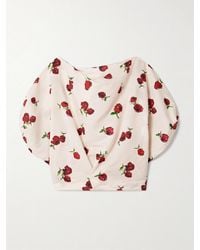 KHAITE - Niles Cropped Draped Silk And Cotton-Blend Twill Top - Lyst