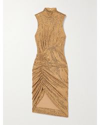 Michael Kors - Ruched Sequined Crepe Midi Dress - Lyst