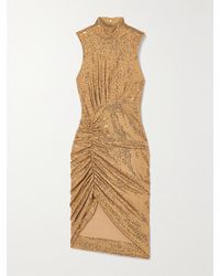 Michael Kors - Ruched Sequined Crepe Midi Dress - Lyst