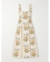 Agua Bendita - Pistilo Pleated Floral-Print Cotton-Poplin Midi Dress - Lyst