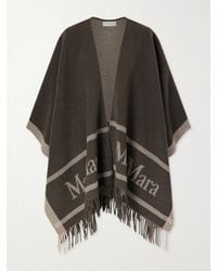Max Mara - Fringed Wool-Jacquard Cape - Lyst