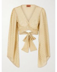 Missoni - Cropped Metallic Crochet-Knitted Wrap Top - Lyst