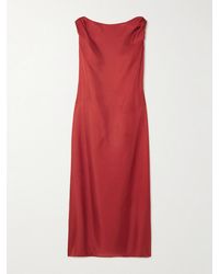 Loulou de Saison - Moun Knotted Draped Silk-Twill Midi Dress - Lyst