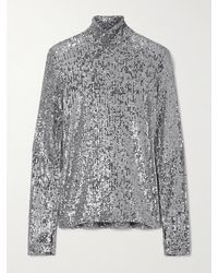 Rabanne - Sequined Tulle Turtleneck Top - Lyst
