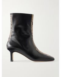 Aeyde - Billie Stripe 55 Snake-Effect Trimmed Leather Ankle Boots - Lyst