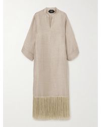 ‎Taller Marmo - Tigris Fringed Linen-Blend Dupioni Gown - Lyst