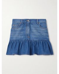 Valentino Garavani - Ruffled Denim Mini Skirt - Lyst