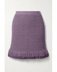 Bottega Veneta Fringed Polka-dot Crochet-knit Cotton Mini Skirt - Purple