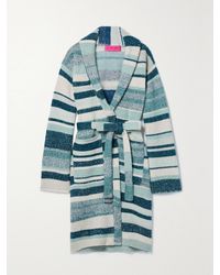 The Elder Statesman - Belted Striped Cashmere Cardigan - Lyst