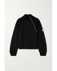 Bogner Kaley Quilted Cotton-blend Jersey And Ribbed-knit Turtleneck Jumper - Black