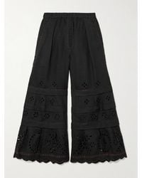 Vita Kin - Gigi Schlaghose Aus Leinen Mit Lochstickerei, Stufen Und Wellenkanten - Lyst