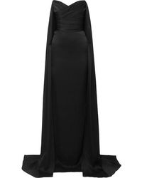 Alex Perry Fletcher Strapless Draped Satin-crepe Gown - Black