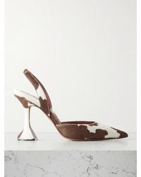 AMINA MUADDI - Holli Cow-Print Calf Hair Slingback Pumps - Lyst