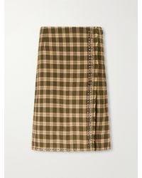 Wales Bonner - Cosmic Frayed Studded Checked Flannel Mini Skirt - Lyst